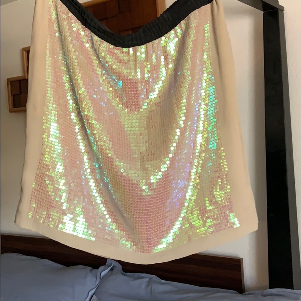 Tan Sequin Mini With Black Elastic Waistband. - image 1